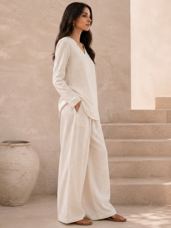 Indibelle Premium Women's Linen Blend Coord set