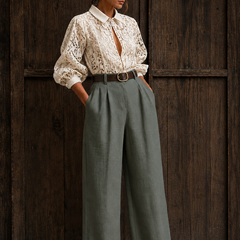 Indibelle Premium Cotton Linen Blend Wide leg Trouser