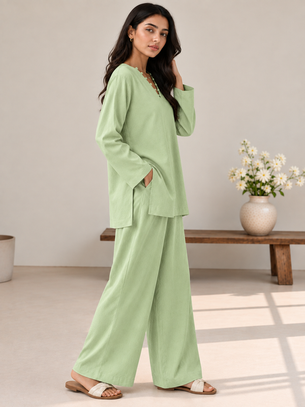 Indibelle Wrinkle Rayon Relaxed-Fit Co-ord Set