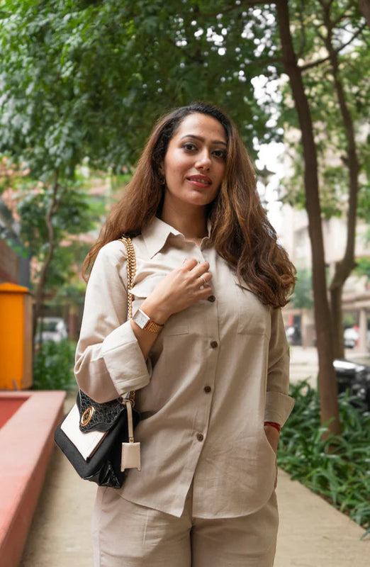 Indibelle Women Linen Blend Cotton Shirt