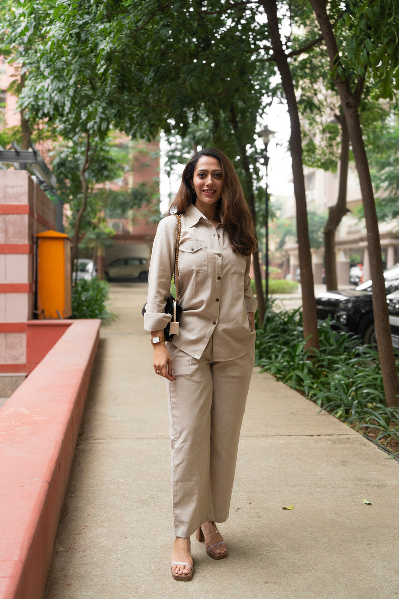 Indibelle Women Linen Blend Cotton Co-Ord Set