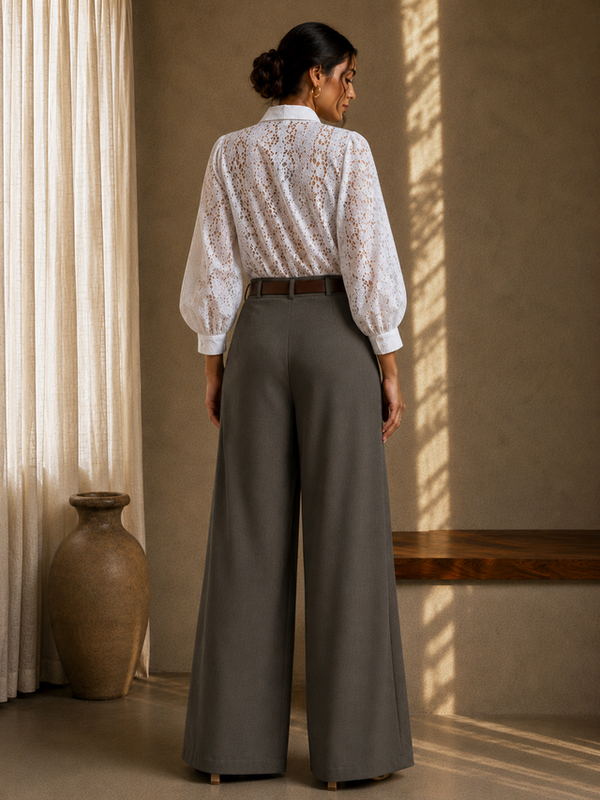Indibelle Premium Cotton Linen Blend Wide leg Trouser