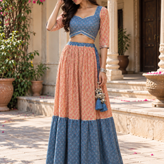 Indibelle Cotton Butti-Print Lehenga Set