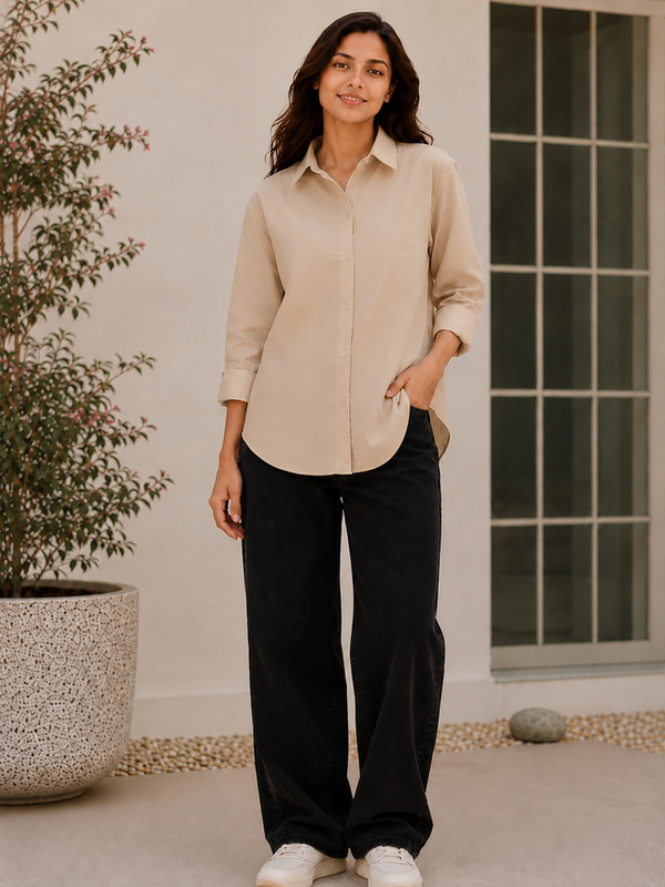 Indibelle Premium Linen Blend Coffee Brown Shirt