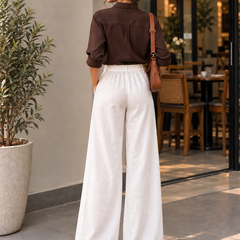 Indibelle Premium Linen Blend White Trouser