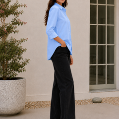 Indibelle Premium Linen Blend Sky Blue Shirt