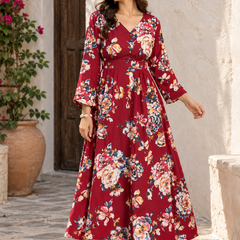 Indibelle Women's Floral Printed Cotton Maxi Dress