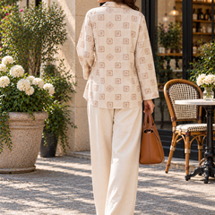 Indibelle Women's Linen-Touch Geometric Print Co-ord Set
