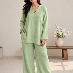 Indibelle Wrinkle Rayon Relaxed-Fit Co-ord Set