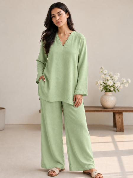 Indibelle Relaxed-Fit Wrinkle Rayon Co-ord Set