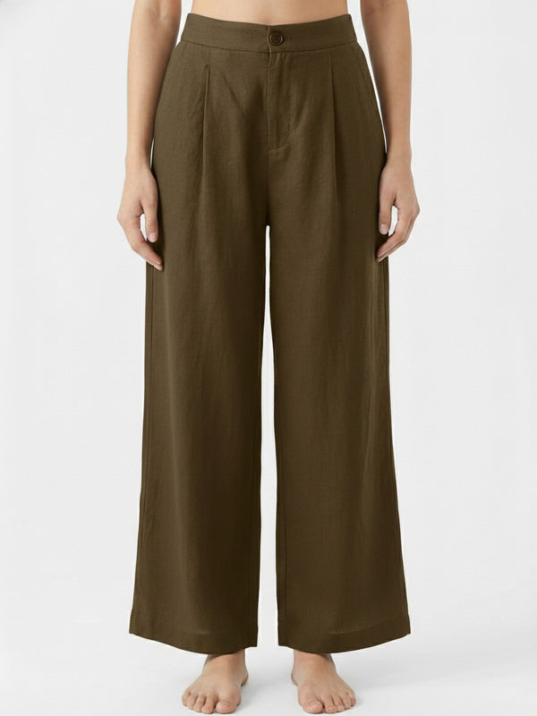 Women Wide Leg Linen Trousers