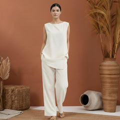 Off White Linen Cotton Co-ord Set Women