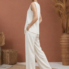 Off White Linen Cotton Co-ord Set Women