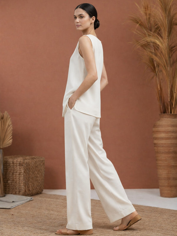 Off White Linen Cotton Co-ord Set Women