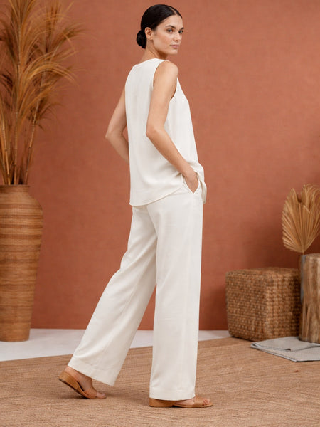 Off White Linen Cotton Co-ord Set Women