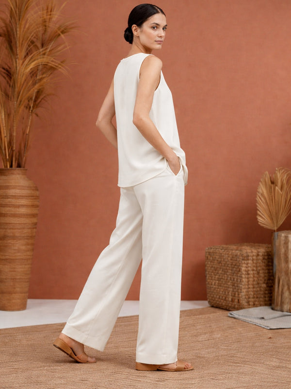 Off White Linen Cotton Co-ord Set Women