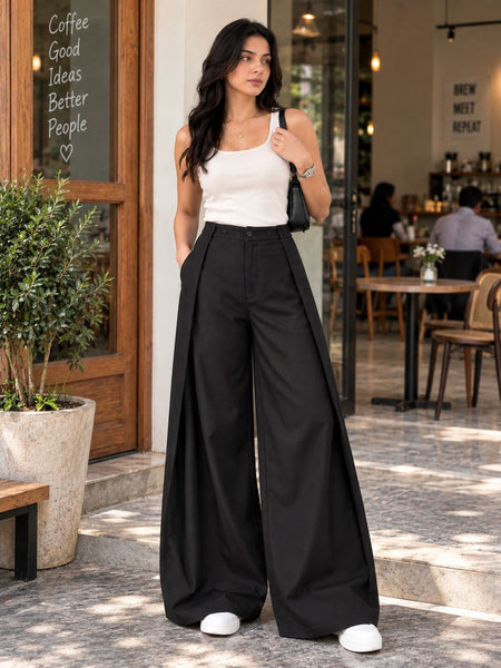 Indibelle Overlap Wide-Leg Trousers