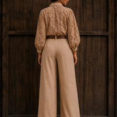 Indibelle Premium Cotton Linen Blend Wide leg Trouser