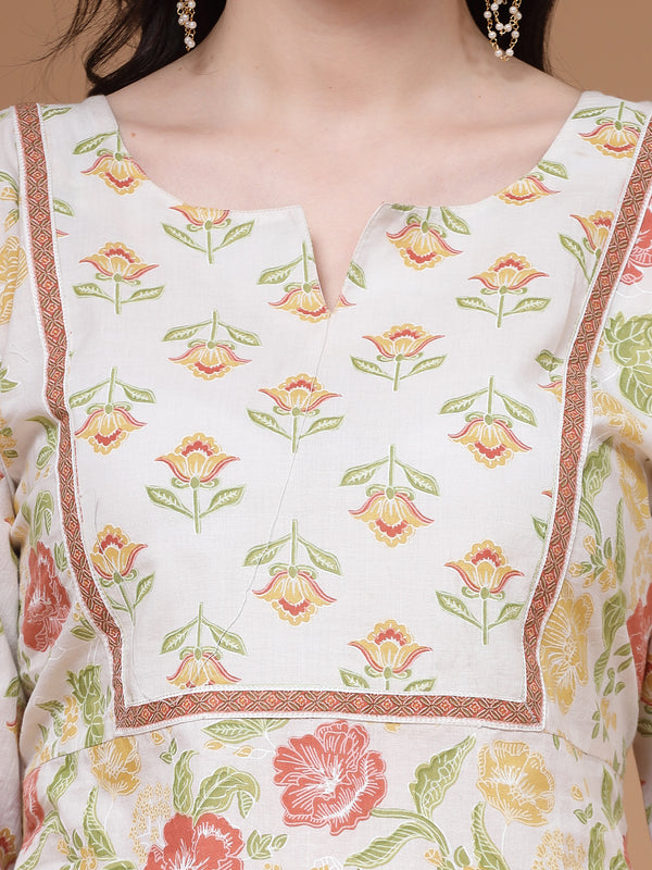 Indibelle Cotton Floral print Straight Kurta Set