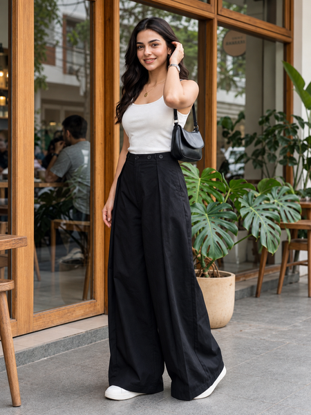 Indibelle Overlap Wide-Leg Trousers