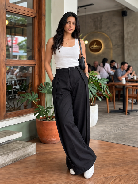Indibelle Overlap Wide-Leg Trousers