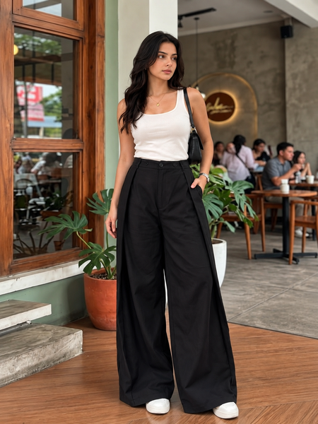 Indibelle Overlap Wide-Leg Trousers