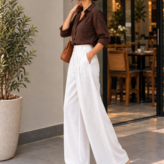 Indibelle Premium Linen Blend White Trouser