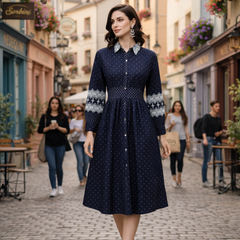 Indibelle Printed Denim A-Line Dress