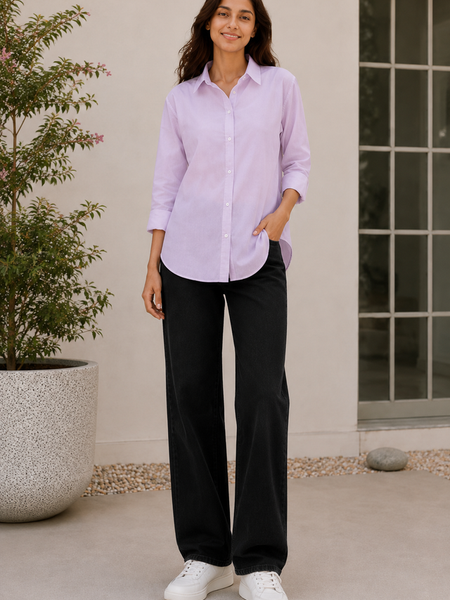 Indibelle Premium Linen Blend Lavender Shirt