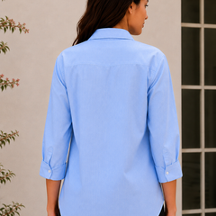 Indibelle Premium Linen Blend Sky Blue Shirt