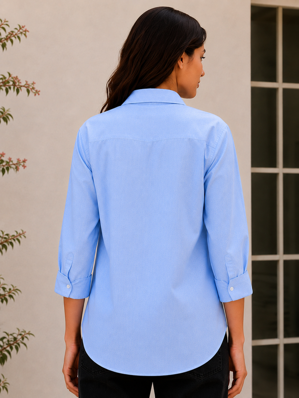 Indibelle Premium Linen Blend Sky Blue Shirt