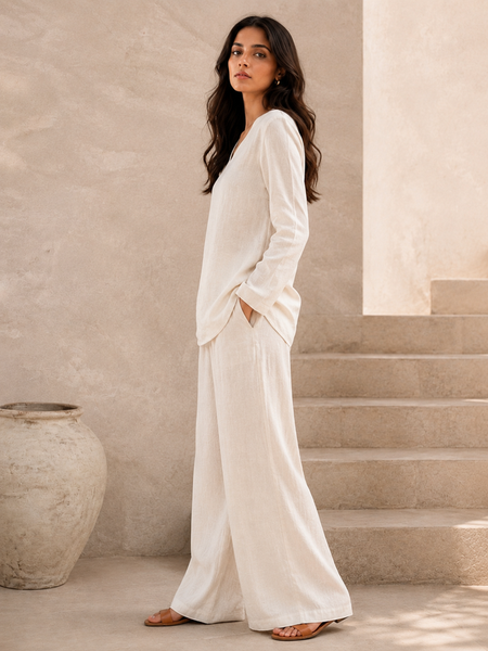 Indibelle Premium Women's Linen Blend Coord set