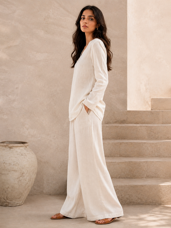 Indibelle Premium Women's Linen Blend Coord set