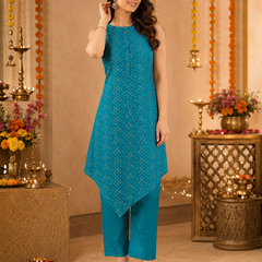 Indibelle Bandhani Print Modal Silk Kurta Set