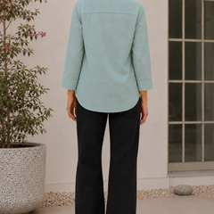 Indibelle Premium Linen Blend Aqua Green Shirt