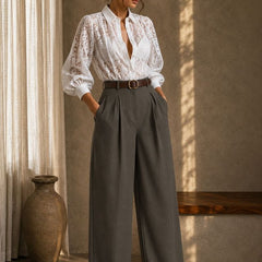 Indibelle Premium Cotton Linen Blend Wide leg Trouser