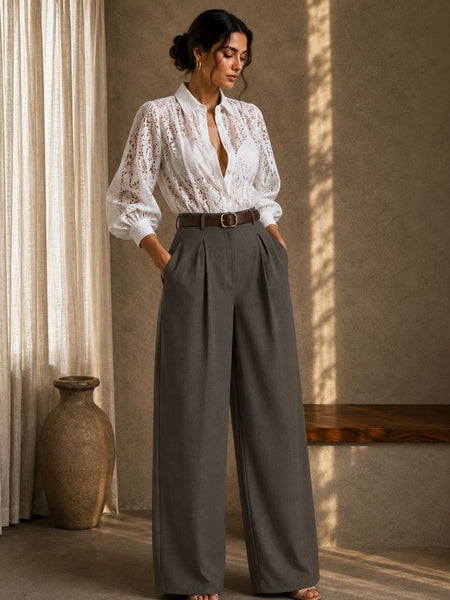 Indibelle Premium Cotton Linen Blend Wide leg Trouser