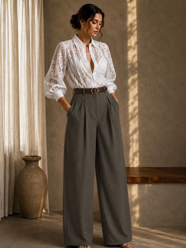 Indibelle Premium Cotton Linen Blend Wide leg Trouser