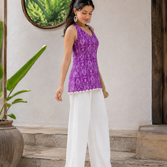 Indibelle Women's Cotton Ikat Print Short Kurti