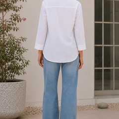 Indibelle Premium Linen Blend White Shirt