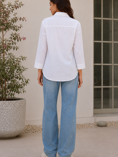 Indibelle Premium Linen Blend White Shirt