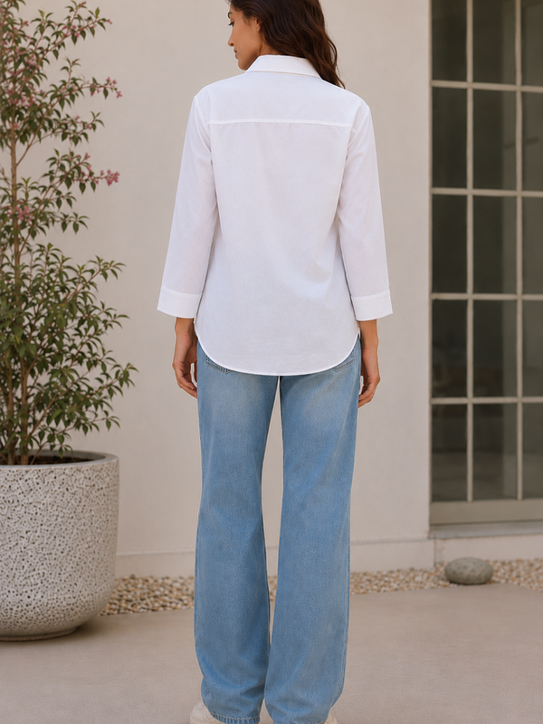 Indibelle Premium Linen Blend White Shirt