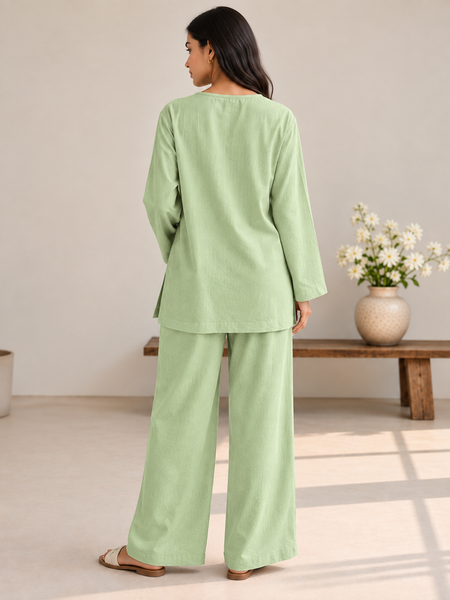 Indibelle Relaxed-Fit Wrinkle Rayon Co-ord Set