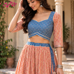 Indibelle Cotton Butti-Print Lehenga Set