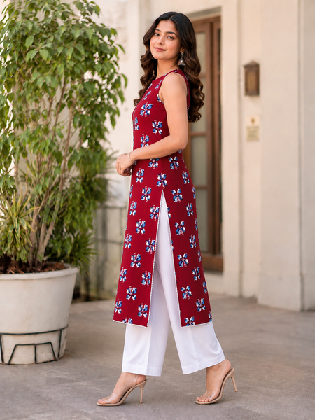 Indibelle Women’s Floral Printed Cotton Kurti