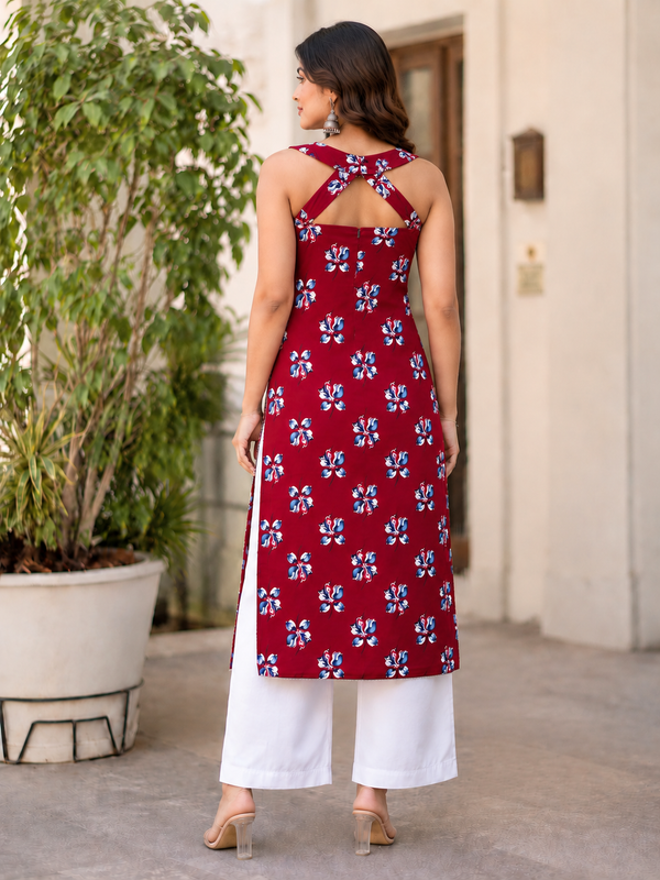 Indibelle Women’s Floral Printed Cotton Kurti
