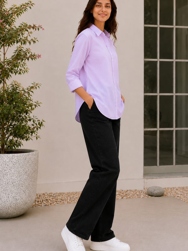 Indibelle Premium Linen Blend Lavender Shirt