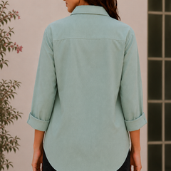 Indibelle Premium Linen Blend Aqua Green Shirt