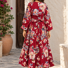 Indibelle Women's Floral Printed Cotton Maxi Dress